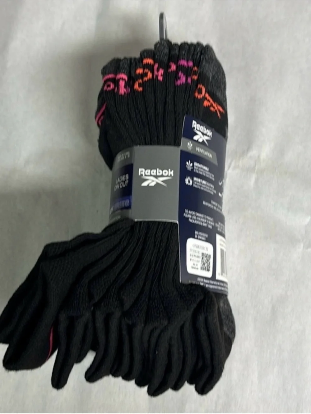 New Reebok Socks Women’s 6 Pair Black Low Cut Socks Casual Activewear Athletic